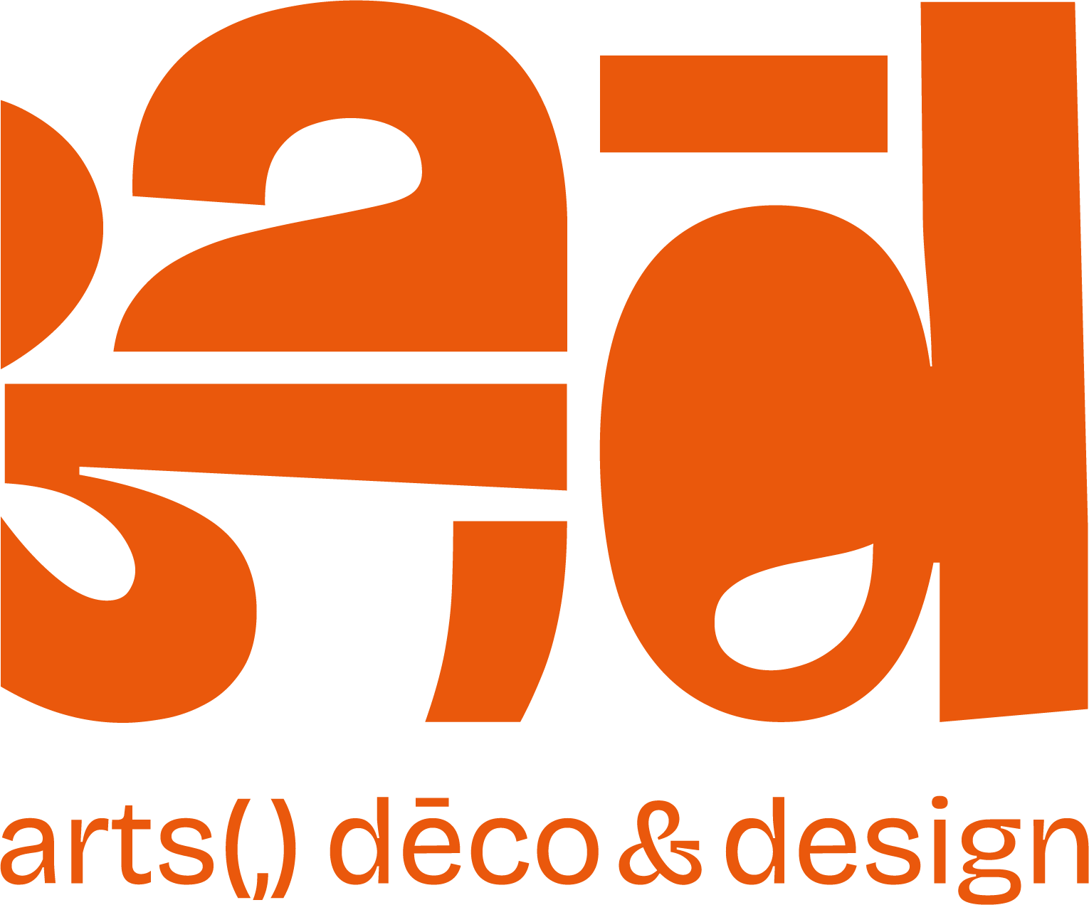 Logo d'Arts Déco & Design en orange, avec un style moderne et minimaliste, les lettres A et D stylisées en forme abstraite